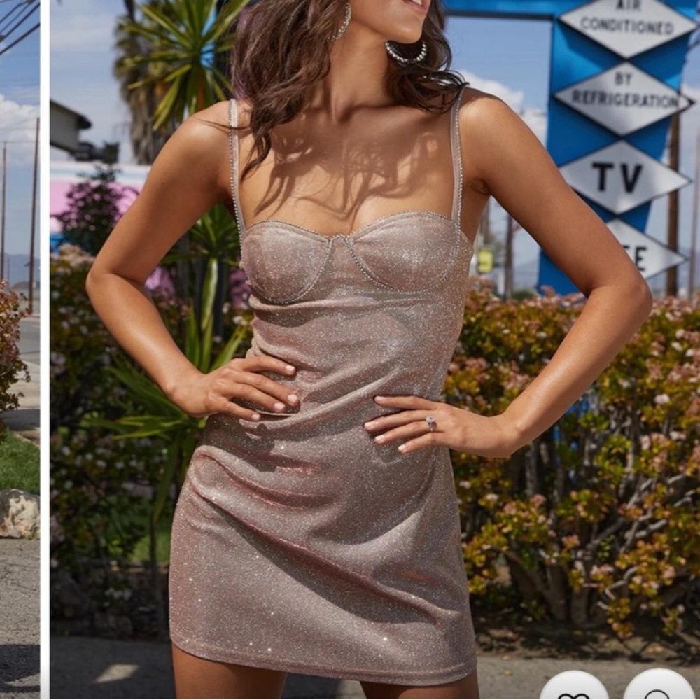 Angelina Pink Shimmer Mini Dress